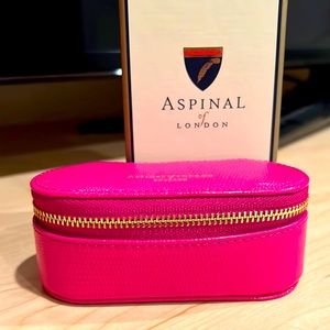 Aspinal London lizard embossed genuine leather lipstick cosmetic case Brand New